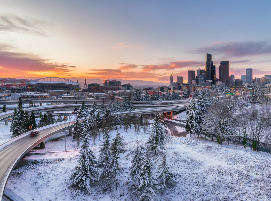 Seattle winter sunset in Feb 2019