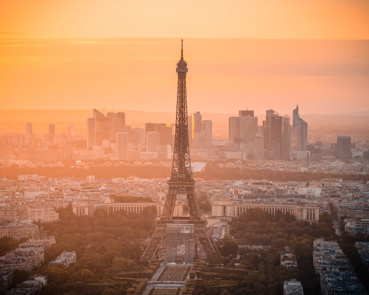 Paris golden hour from Montparnasse Tower