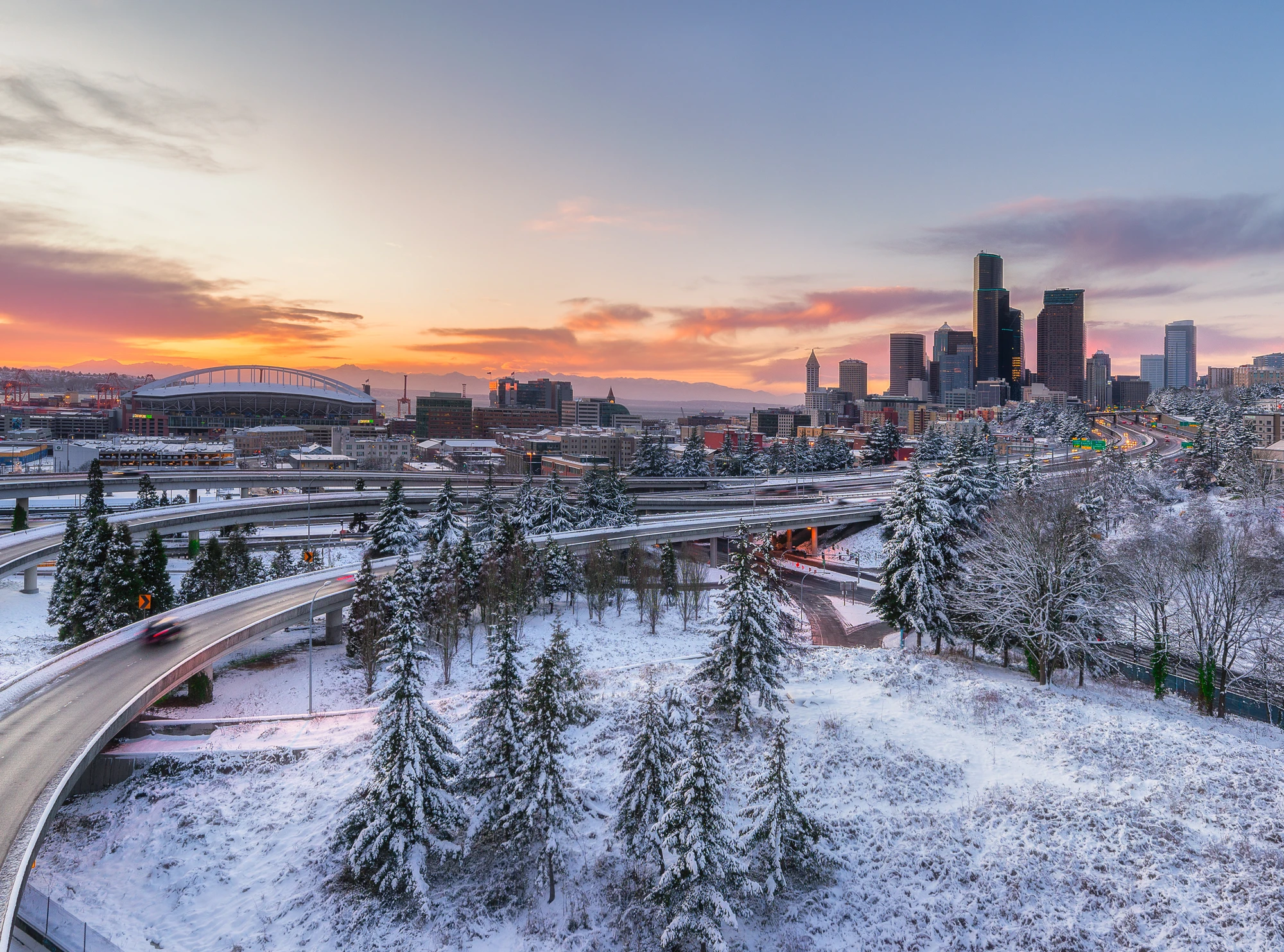 Seattle winter sunset in Feb 2019