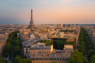 Paris Rooftops and Eiffel Tower at Sunset