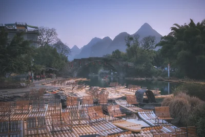Rafts at Yulong Bridge