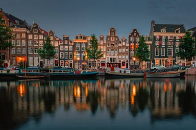 Damrak Reflections at Blue Hour