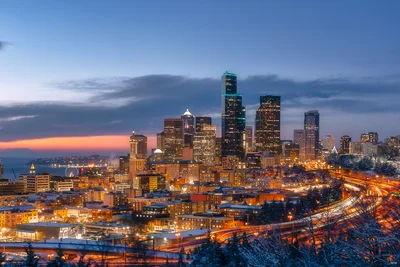 Seattle skyline in winter