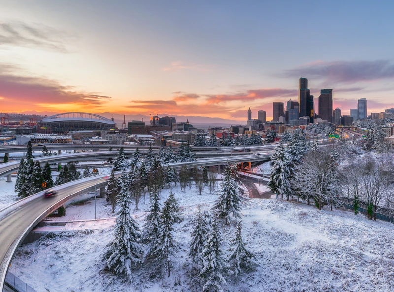 Seattle winter sunset in Feb 2019