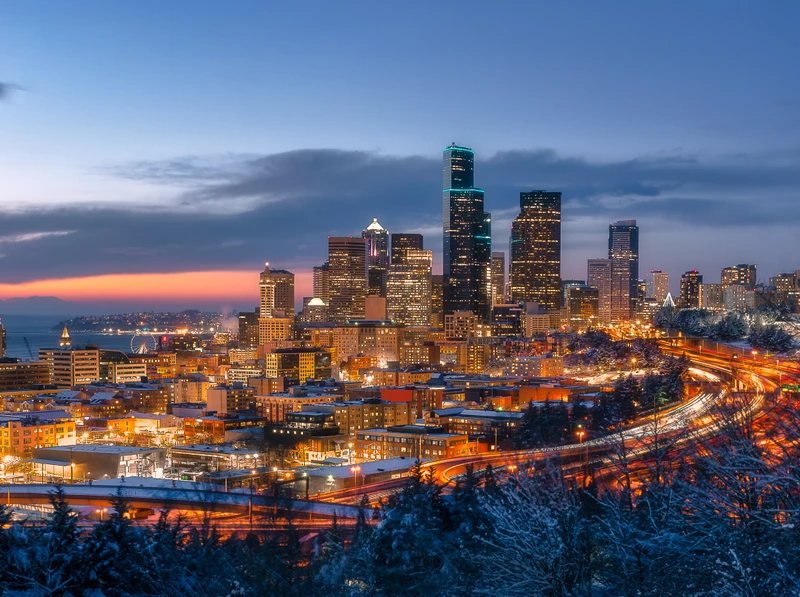 Seattle skyline in winter