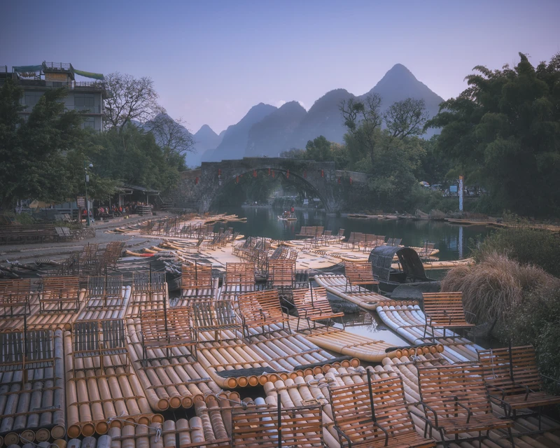 Rafts at Yulong Bridge